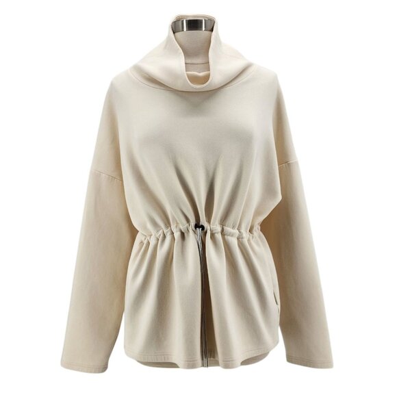 Varley Tops - Varley Womens Large Barton Sweatshirt Eggnog Ivory Pullover Drawstring High Neck